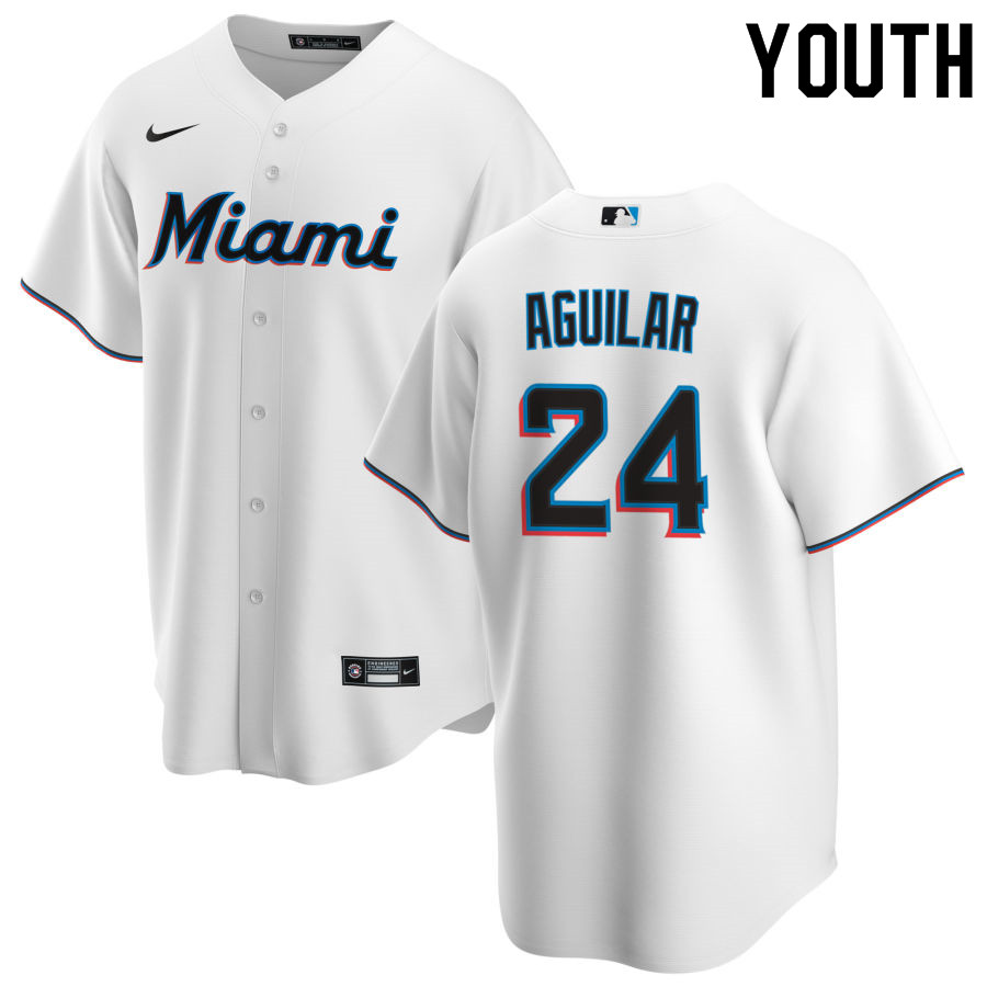 Nike Youth #24 Jesus Aguilar Miami Marlins Baseball Jerseys Sale-White